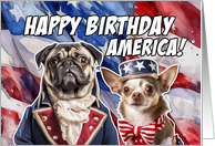 Happy 4th of July Patriotic Pug and Chihuahua card