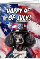 Happy 4th of July Patriotic Black Poodle card