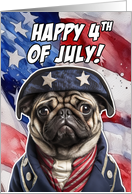 Happy 4th of July Patriotic Pug card