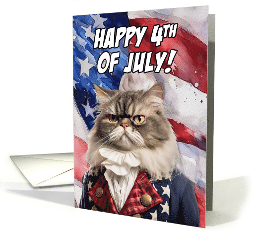 Happy 4th of July Patriotic Persian Cat card (1770644)