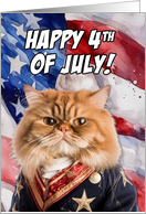 Happy 4th of July Patriotic Ginger Persian Cat card