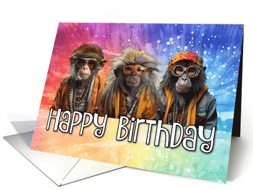 Happy Birthday Hippy Monkeys card (1770844)