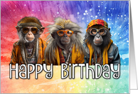 Happy Birthday Hippy Monkeys card