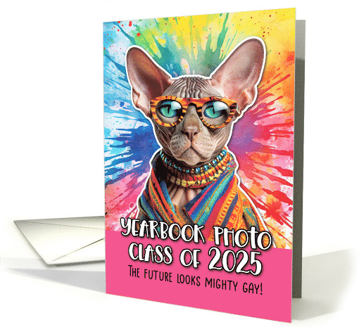 Yearbook Photo Sphynx Gay Graduate 2025 Congratulations card (1770988)