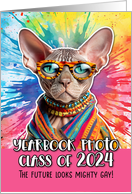 Yearbook Photo Sphynx Gay Graduate 2024 Congratulations card