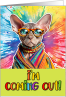 Coming Out Sphynx Cat card