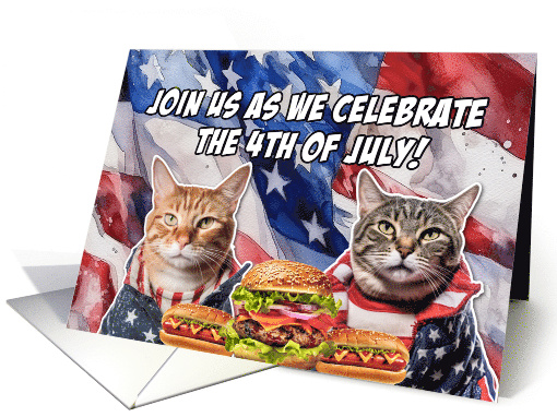 4th of July BBQ Party Invitation Patriotic Cats card (1771888)
