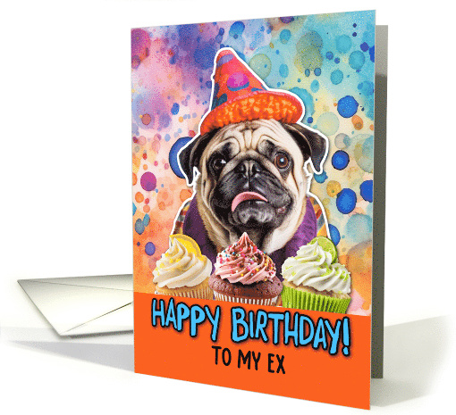 Ex Happy Birthday Pug and Cupcakes card (1772686)