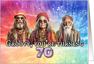 70 Years Old Hippie Birthday card