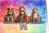 71 Years Old Hippie Birthday card