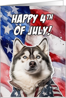 Happy 4th of July Patriotic Siberian Huskie card