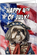 Happy 4th of July Patriotic Shih Tzu card