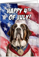 Happy 4th of July Patriotic Saint Bernard card