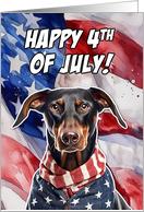 Happy 4th of July Patriotic Dobermann card