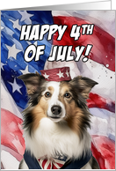 Happy 4th of July Patriotic Shetland Sheepdog card