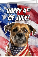 Happy 4th of July Patriotic Border Terrier card