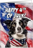 Happy 4th of July Patriotic Border Collie card