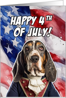 Happy 4th of July Patriotic Basset Hound card