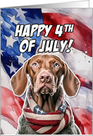 Happy 4th of July Patriotic Vizsla card