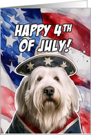 Happy 4th of July Patriotic Old English Sheepdog card