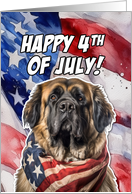 Happy 4th of July Patriotic Leonberger card