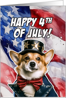 Happy 4th of July Patriotic Corgi card