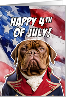Happy 4th of July Patriotic Bordeaux Dog card