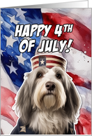 Happy 4th of July Patriotic Bearded Collie card