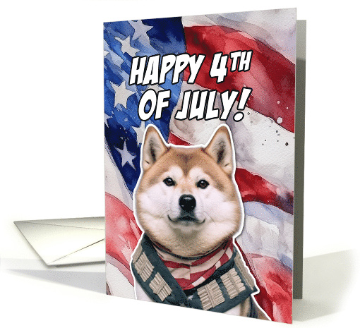 Happy 4th of July Patriotic Akita card (1774368)