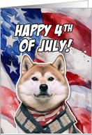 Happy 4th of July Patriotic Akita card