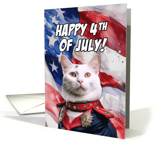 Happy 4th of July Patriotic Turkish Van Cat card (1774402)
