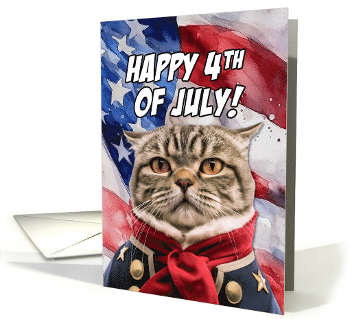 Happy 4th of July Patriotic Scottish Fold Cat card (1774404)