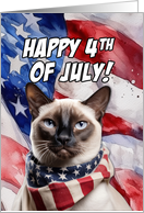 Happy 4th of July Patriotic Siamese Cat card