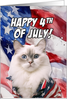 Happy 4th of July Patriotic Ragdoll Cat card