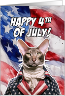 Happy 4th of July Patriotic Oriental Shorthair Cat card