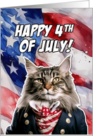 Happy 4th of July Patriotic Maine Coon Cat card