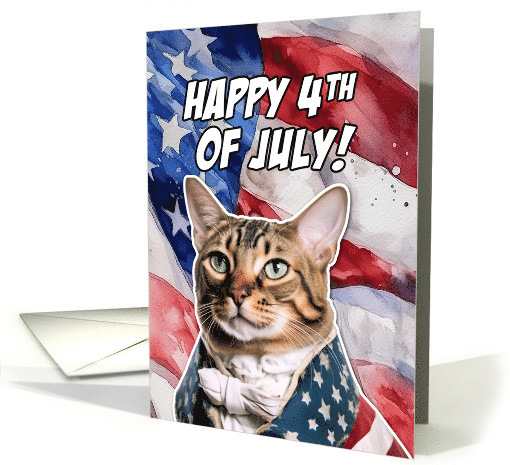 Happy 4th of July Bengal Cat card (1774422)