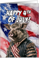 Happy 4th of July Wild Boar card