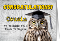 Cousin Master’s Degree Congratulations Owl card