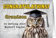 Grandson Master’s Degree Congratulations Owl card