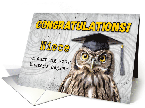 Niece Master's Degree Congratulations Owl card (1775502)