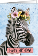 Happy Birthday Zebra Flower Wreath card