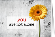 Encouragement Not Alone Yellow Gerbera Daisy card