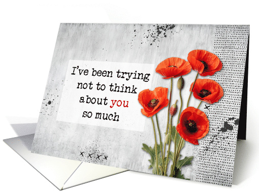 Miss You Red Poppies card (1776072)