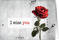I Miss You Red Rose card