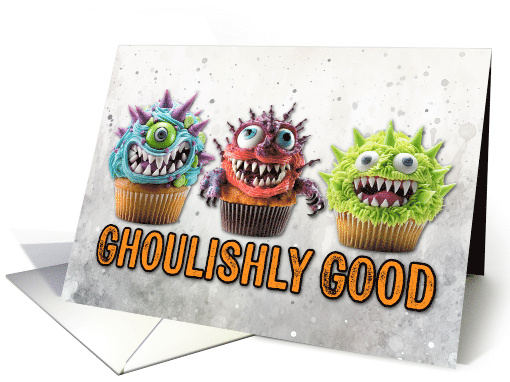 Ghoulishly Good Monster Cupcakes Halloween card (1777280)
