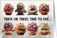 Trick or Treat Monster Halloween Cupcakes card