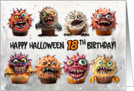 18 Years Old Halloween Birthday Monster Cupcakes card