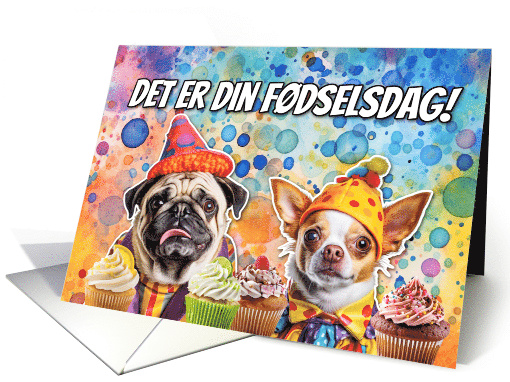 Danish Pug and Chihuahua Cupcakes Birthday card (1777818)