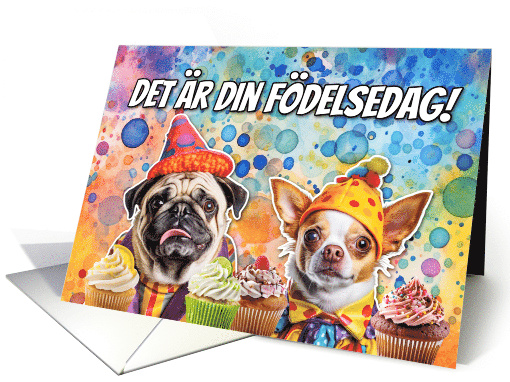 Swedish Pug and Chihuahua Cupcakes Birthday card (1777820)